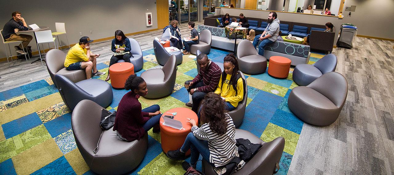 Students in Rush Rhees tower